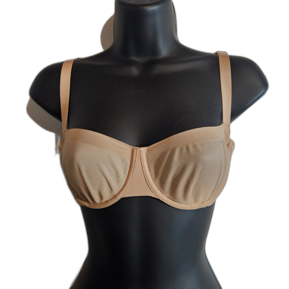 Skims No Show Unlined Demi Bra 34B Sheer Mesh Underwire Beige